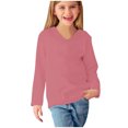 thumbnail image 4 of vdgthytj Toddler Boys Girls Long Sleeve T-Shirts Kids V Neck Solid Color Color Basic Tops Fall Spring Outfit Blouse, 4 of 5