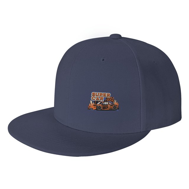 DouZhe Flat Brim Cap Snapback Hat, Rétro Graffiti Racer Imprime Casquette de Baseball Adulte Bleu Réglable