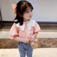 thumbnail image 3 of Children‘s Sweet Shirt Summer Plaid Short-sleeved Blouse For Girls, 3 of 11