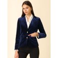 thumbnail image 3 of INSPIRE CHIC Women's Vintage Notched Lapel Button Front Office Velvet Blazer Jacket, 3 of 6