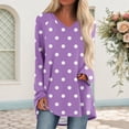 thumbnail image 2 of Hauts à Pois pour Femmes à Manches Longues 2026 à la Mode Col en V Confortable Coupe Décontractée T-Shirt Chemise, 2 of 2