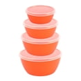 thumbnail image 1 of Stackable Food Storage Containers with Lids, 4-Piece Round Plastic Fridge Bowl Set for Freshness and Meal Prep, Airtight Lunch Containers for Leftovers and Fruits, 1 of 9