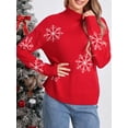 thumbnail image 4 of Opperiaya Chandail à Col Roulé de Noël pour Femmes Flocon de Neige Jacquard Manches Longues Tricotés Pulls Automne Hiver Amples, 4 of 9