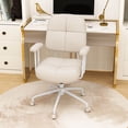 thumbnail image 4 of Costway Home Office Chair Chenille Upholstered Task Chair with Cushioned Back Beige, 4 of 10