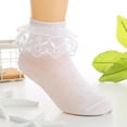 thumbnail image 2 of dmqupv Kids Fuzzy Socks Children's Socks Spring And Fall Lace Lace Girls Socks Dance Breathable Student Short Socks Children's Socks White,Size for 8-11 Years, 2 of 5