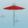 thumbnail image 4 of Parasol de Patio 7,5 Pi, Parasol de Table d'Extérieur pour Terrasse, avec 8 Baleines, Double Inclinaison, Base Non Incluse, Rouge, 4 of 7