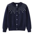 thumbnail image 2 of RXIRUCGD Girls Rhinestone Knitted Cotton Cardigan Jacket( Dark Blue, Size:4 Years ), 2 of 3