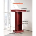 thumbnail image 4 of KFFKFF Podium Stand, 41-Inch Wooden Lectern, Laptop Desk with Wide Reading Surface and Storage Shelf, Edge Stopper, Elegant Design, Flool-Standing, for Classroom, 4 of 9