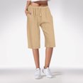 thumbnail image 2 of JIUKE Womens Capri Pants Drawstring High Waisted Capris Straight Wide Leg Summer Fitted Cropped Lounge Trousers, 2 of 5