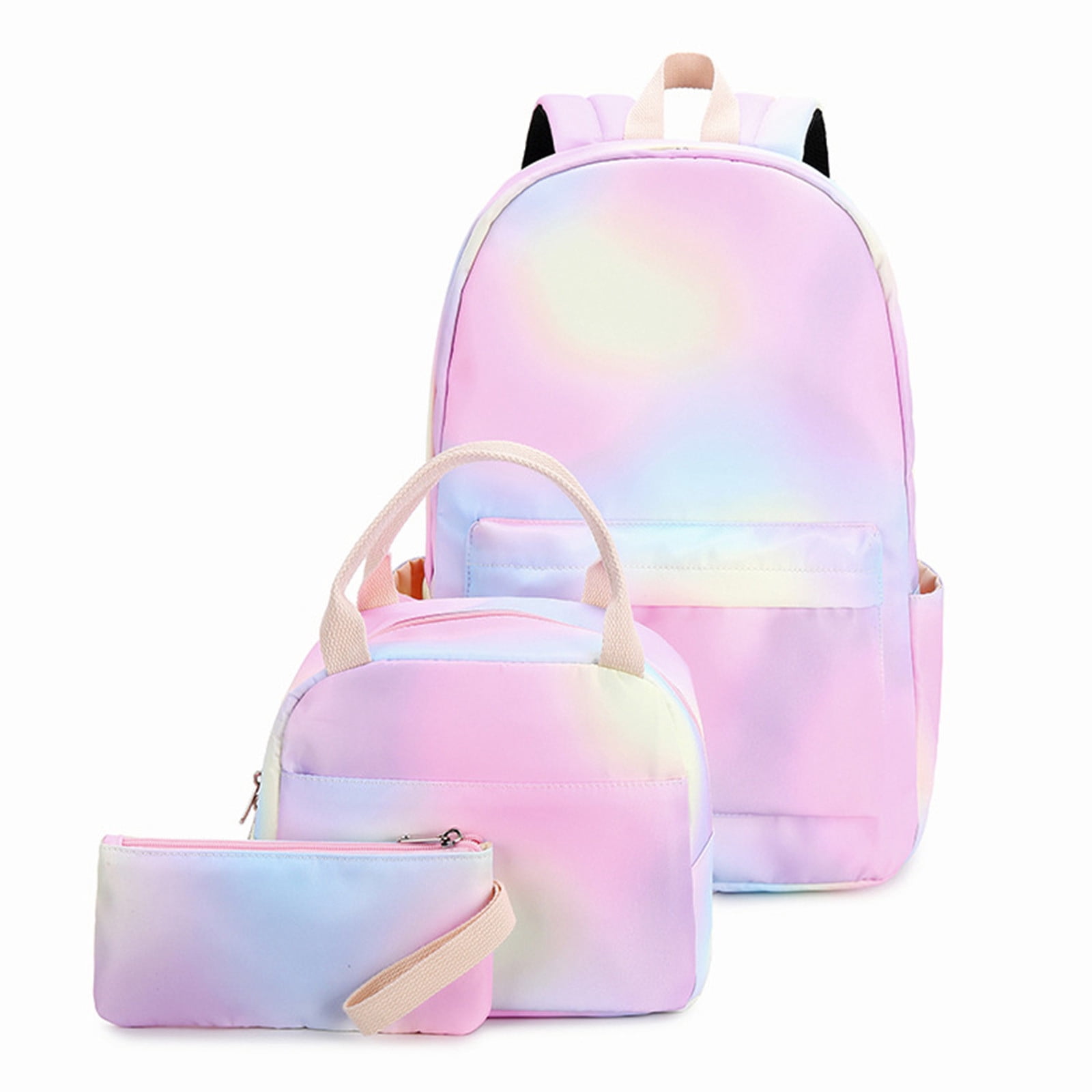 Dvkptbk School Backpack Gradient Lightweight Water for Teen Girls School Backpack with Lunch Bag Sports Bag