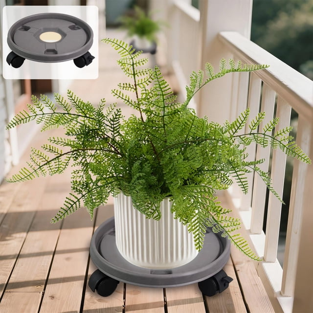 QTOCIO Mobile Tray With Plastic Belt Roller Circular Chassis Potted Plants Water Receiving Movable Pot Holders