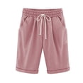 thumbnail image 1 of Pisexur Womens Shorts Cotton Linen Drawstring Solid Color Gym Workout Shorts Summer Comfy Elastic Waisted Shorts Plus Size Lounge Shorts Casual Beach Knee Length Shorts with Pockets,S-6XL, 1 of 2