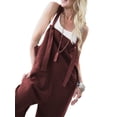 thumbnail image 3 of LUXUR Ladies Jumpsuits Solid Color Romper Sleeveless Overalls Classic Trousers With Pockets One Piece Pants Coffee S, 3 of 3