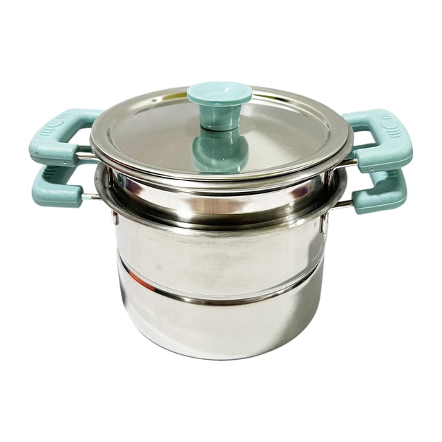 veasfak Frying Pan Soup Pot Stainless Steel with Kitchen Cookware, Multifunctional Egg Blue soup pot