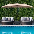 thumbnail image 4 of Costway 15Ft Patio Double-Sided Solar LED Market Umbrella Crank Base Beige, 4 of 9