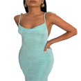 thumbnail image 4 of Women Open Back Slip Dress  Solid Color Spaghetti Strap Floor Length Skirt  Black/ Beige/ Blue, 4 of 9