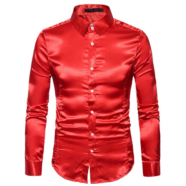 maskred Hauts à Manches Longues pour Hommes - Fonctionnel Anti-Froissement Durable et Chic Bonne Coupe pour Corps Normal Chemise de Travail Décontractée Rouge G