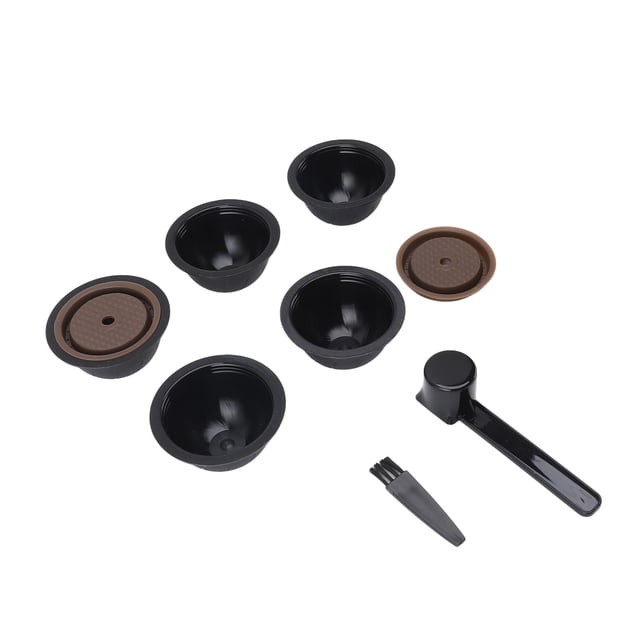 Reusable Coffee Pod Refill Kit with 5pcs Empty Pods, 2pcs Silicone Discs, Spoon, Brush for Vertuoline