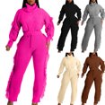 thumbnail image 1 of Sentmoon Matching Pajama Set for Women Going out Tops for Women and Trousers Pants for Women Crew Neck Womens Lounge Long Sleeve Solid Color Sleep Shirts for Women Winter for Relaxing Weekends, 1 of 9