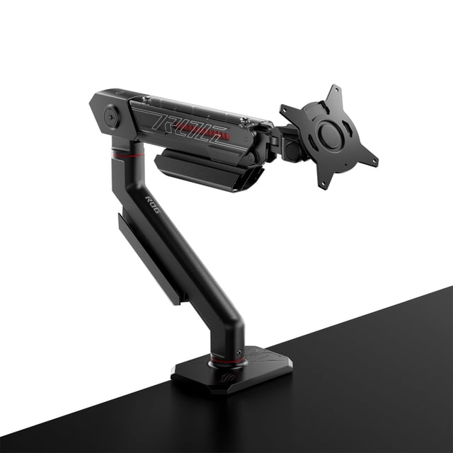 ASUS ROG Bras de Moniteur Ergo (AAS01) - Support de Moniteur avec Gestion des Câbles, Ergonomique, Pivotant, Pivotant, Hauteur Entièrement Réglable, Installation Propre sur Bureau, jusqu'à 39 Pouces*, 23lbs*, VESA 100x100, Ressort Mécanique