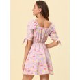 thumbnail image 4 of INSPIRE CHIC Women's Floral Sweetheart Neck Puff Sleeve Fit and Flare A-Line Mini Dress, 4 of 5