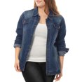 thumbnail image 1 of GRACE & GRANDEUR Women's Plus Jean Jacket Button Closed Cropped Denim Jacket, 1 of 5