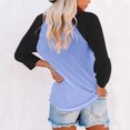 thumbnail image 4 of Plebaso Chemises à Manches 3/4 pour Femmes Col Rond Tops à Blocs de Couleur Décontractés Amples Blouses pour Femmes, 4 of 4