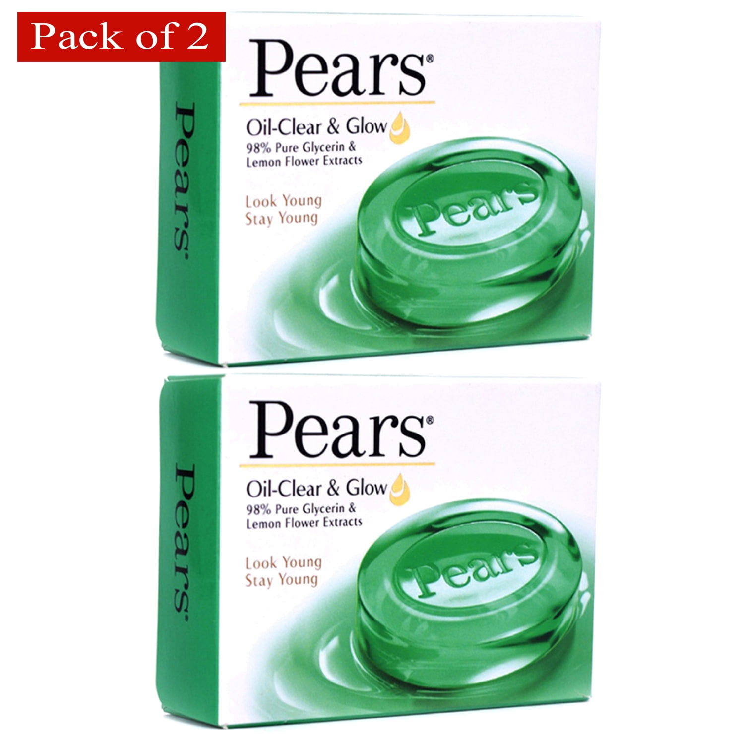 Pears Savon à l'Huile Vert Clair, 3 Barres, 75 g (Lot de 2)