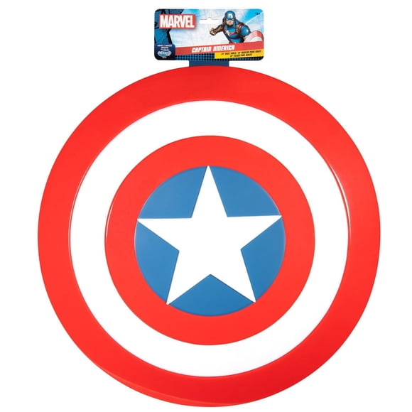MARVEL Adult Captain America Shield - 24-Inch Plastic Shield with Elastic Strap Handles