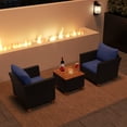 thumbnail image 1 of Costway 3PCS Patio Rattan Furniture Set Cushioned Sofa Storage Table Wood Top Navy, 1 of 10