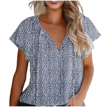 Tops for Women Sexy Casual Elegant Fragmented Casual V-Neck Chiffon Shirt Loose and Short Sleeved Tops for Women Tops for Women Sexy Elegant