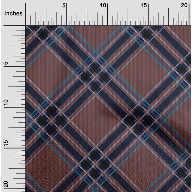 oneOone Silk Tabby Fabric Tartan Check Print Fabric By The Yard 42 Inch Wide