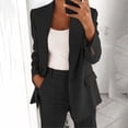thumbnail image 2 of PEZHADA Économies d'Automne Blazer pour Femme Froncé à Manches Longues Ouvert à l'Avant Veste Décontractée Affaires Travail Bureau Blazers avec Poches Noir, 2 of 3