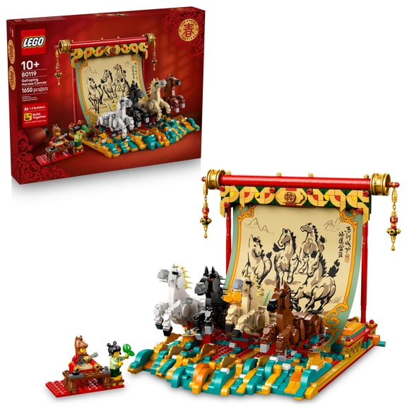 LEGO Spring Festival Galloping Horse Canvas Kids Building Toy - Year of the Horse Toy for Girls & Boys, Ages 10+ - Buildable Chinese New Year Decoration - Gift Idea for Birthdays & Families - 80119