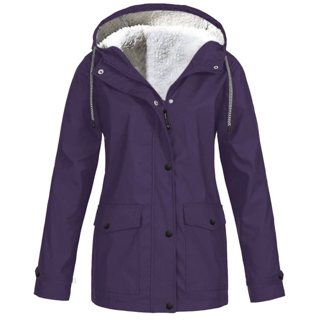 Dvkptbk Veste à Capuche Femmes Grande Taille en Velours Vestes Unies Extérieur Imperméable à Capuche Coupe-Vent en Liquidation