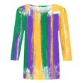 thumbnail image 4 of Penkiiy 2024 Blouse Mardi Gras Tops pour Femmes T-Shirt Quotidien Manches 3/4 Blouse Imprimé Masque Haut Carnaval Col Rond Chemise Décontractée TG Multicolore, 4 of 5