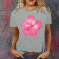 thumbnail image 2 of LUOGENLI T-shirts pour Femme pour Femmes Mode Décontractée Chemises Imprimées Col Rond Manches Courtes T-Shirt Hauts Tunique Blouse T-shirts pour Femmes T-shirts Graphiques T-shirts Pêche Vêtements d'Été Gris Clair TG, 2 of 4