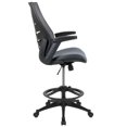 thumbnail image 3 of High Back Dark Gray Mesh Spine-Back Ergonomic Drafting Chair with Adjustable Foot Ring and Adjustable Flip-Up Arms, 3 of 9