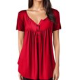 thumbnail image 1 of Ketyyh-chn99 Chemises pour Femmes Gilet pour Femmes Femme Adulte Col Rond Manches Courtes Hauts T-Shirt Imprimés Blouse Ample Rouge,TG, 1 of 5
