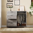 thumbnail image 1 of Garvee Armoire Garde-Robe de 43,3 Po H avec 4 Tiroirs et 2 Portes, Tringle, Gris, 1 of 7