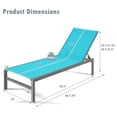 thumbnail image 3 of Costway Chaise Longue de Patio à 6 Positions en Aluminium, Inclinable Réglable, Turquoise, 3 of 9