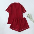 thumbnail image 4 of cfhntfmh Ensembles de Pyjama pour Femmes Ensemble de Pj Mignon à Imprimé Cœur Chemise à Manches Courtes Boutonnée avec Shorts Ensemble de Pjs 2 Pcs, 4 of 4