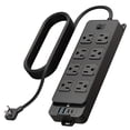 thumbnail image 2 of LOVEVER Flat Plug Surge Protector Outlet Extender Power Strip with 5ft/10ft Thin Flat Extension Cord  8 Widely Distributed AC Outlets  4 USB Charging Ports (2 USB A & 2 USB C)  Desk Charg, 2 of 6