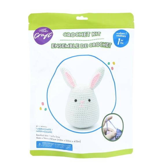 UNIQUE CREATIV CRAFT Crochet Kit - Bunny, 1 pc, Age 8+, Intermediate, 11 × 14 × 10.5 cm (4.1 in)