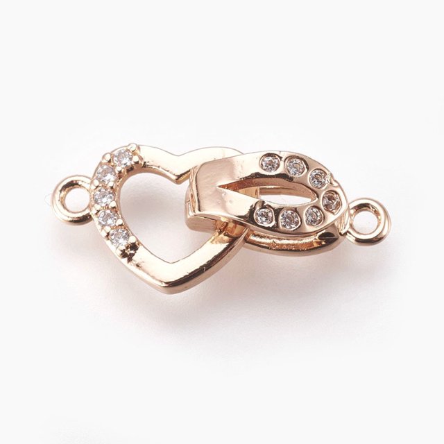 HLONK 5Set Brass Micro Pave Cubic Zirconia Fold Over Clasps Flat Round Clear Real Platinum Plated 32mm Inner 4.5mm