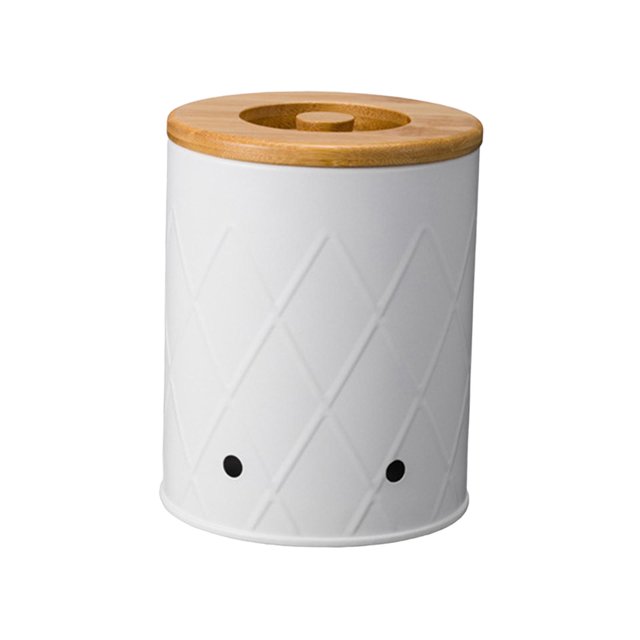 DOLITY Kitchen Vegetable Storage Tin Potato Onion Garlic Storage Bin with Lid Kitchen Storage Canister for Kitchen Countertop Pantry White Small