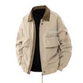 thumbnail image 1 of Men's Work Jacket, Windproof Long Sleeve Lapel Design with Pockets, Solid Color Casual Coat for Fall Outdoor Activities and Daily Wear, 1 of 9