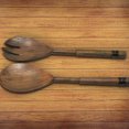thumbnail image 3 of IH Casa Decor Gray Acacia Wood With Riveted Gunmetal 2 Pc Salad Server Set, 3 of 4