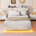 thumbnail image 2 of Modern Queen Floating Bed Frame, Suspended Bed with RGB LED Lights and Charging Station, Upholstered Bed Frame with Storage Headboard and Button Tufted, No Box Spring Needed, Beige, 2 of 8