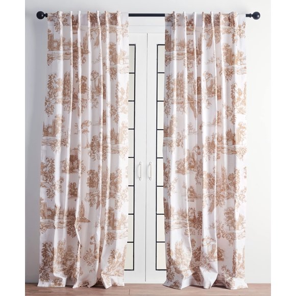Maison D'Hermine Rideau en Coton 100 % Rouge Ramage Deux Panneaux pour Salons Chambres Bureaux Ajusté avec Poche pour Tringle et Boucle pour Accrocher Facilement 50 Pouces"X108 Pouces"